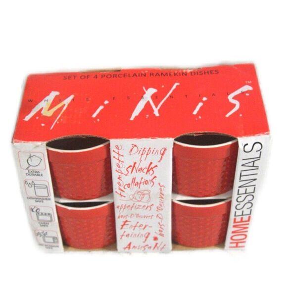 Ramekin Dishes Set of 4 Porcelain Minis New HOME ESSENTIALS - Picture 2 of 3